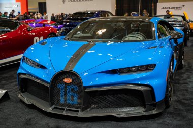 2021 Kanada Uluslararası Otomobil Fuarı 'nda Bugatti Chiron Pur Spor Otomobili. Toronto, Kanada - 14 Şubat 2025.