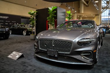 Yeni Bentley Continental GT Speed otomobili 2025 Kanada Uluslararası Otomobil Fuarı 'nda. Toronto, Kanada - 14 Şubat 2025.