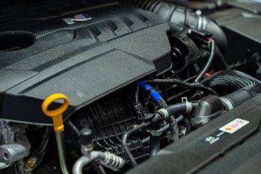 Kanada Uluslararası Otomobil Fuarı 'nda Hyundai Elantra' nın motor görüntüsü. Toronto, Kanada - 14 Şubat 2025.