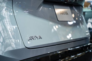 2025 Kanada Uluslararası Otomobil Fuarı 'nda Nissan ARIYA Electric Crossover SUV otomobili. Toronto, Kanada - 14 Şubat 2025.