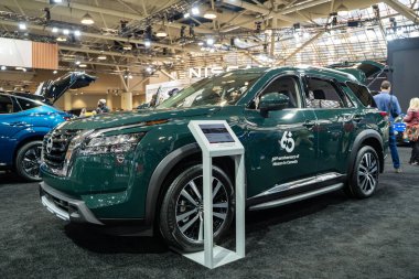 2025 Kanada Uluslararası Otomobil Fuarı 'nda Nissan Pathfinder Kaçış Rutin Otomobili. Toronto, Kanada - 14 Şubat 2025.
