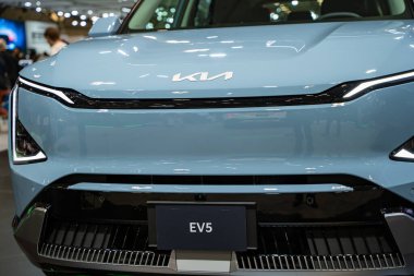 Kia EV5 otomobili 2025 Kanada Uluslararası Otomobil Fuarı 'nda. Toronto, Kanada - 14 Şubat 2025.