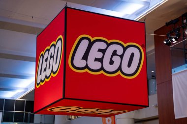 LEGO logo at the 2025 Canadian International AutoShow. Toronto, Canada - February 14, 2025. clipart