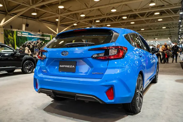 2025 Kanada Uluslararası Otomobil Fuarı 'nda Subaru Impreza otomobili. Toronto, Kanada - 14 Şubat 2025.