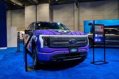 Toronto Raptors-themed Ford vehicle at the 2025 Canadian International AutoShow. Toronto, Canada - February 18, 2025. clipart