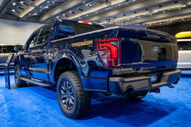 2025 Kanada Uluslararası Otomobil Fuarı 'nda Ford F-150 Tremor otomobili. Toronto, Kanada - 18 Şubat 2025.