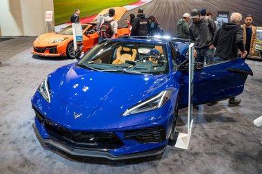 2025 Kanada Uluslararası Otomobil Fuarı 'nda Corvette Stingray otomobili. Toronto, Kanada - 19 Şubat 2025.