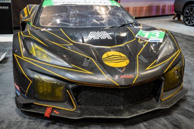 Chevrolet Corvette Z06 GT3.R otomobil 2025 Kanada Uluslararası Otomobil Fuarı 'nda. Toronto, Kanada - 19 Şubat 2025.