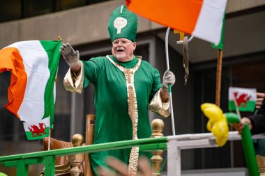 Toronto 'da Aziz Patrick Günü Geçit Töreni 2025 manzarası. Toronto, Kanada - 16 Mart 2025.