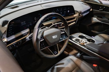 2025 Kanada Uluslararası Otomobil Fuarı 'nda 2025 Cadillac Lyriq otomobili. Toronto, Kanada - 19 Şubat 2025.