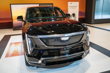 2025 Kanada Uluslararası Otomobil Fuarı 'nda Cadillac Escalade IQ IQ 2 otomobili. Toronto, Kanada - 19 Şubat 2025.