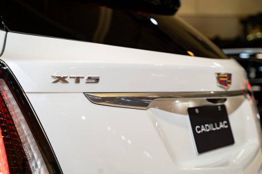 2025 Kanada Uluslararası Otomobil Fuarı 'nda 2025 Cadillac XT5 otomobili. Toronto, Kanada - 19 Şubat 2025.