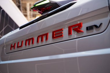 2025 Kanada Uluslararası Otomobil Fuarı 'nda 2025 Hummer EV pikap otomobil. Toronto, Kanada - 19 Şubat 2025.