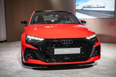 2025 Kanada Uluslararası Otomobil Fuarı 'nda Audi RS3 otomobili. Toronto, Kanada - 19 Şubat 2025.