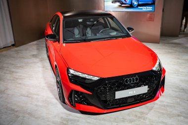 2025 Kanada Uluslararası Otomobil Fuarı 'nda Audi RS3 otomobili. Toronto, Kanada - 19 Şubat 2025.