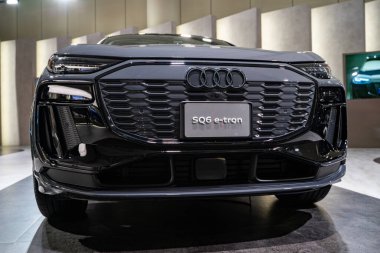 2025 Kanada Uluslararası Otomobil Fuarı 'nda Audi SQ6 e-tron otomobili. Toronto, Kanada - 19 Şubat 2025.