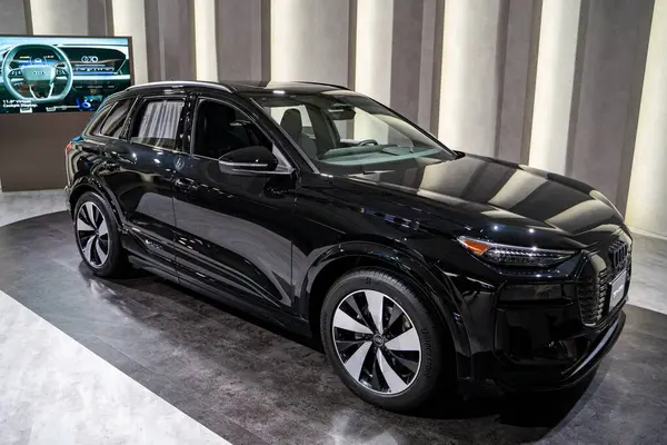 2025 Kanada Uluslararası Otomobil Fuarı 'nda 2025 Audi Q6 e-tron otomobil. Toronto, Kanada - 19 Şubat 2025.