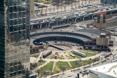 Toronto Demiryolu Müzesi 'nin hava manzarası. Toronto, Kanada - 8 Nisan 2025.
