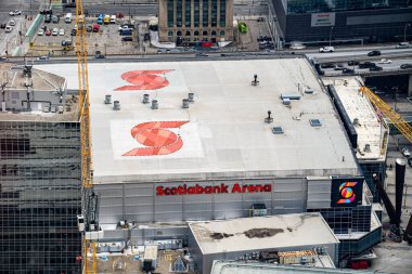 Toronto 'daki Scotiabank Arena' nın havadan görüntüsü. Toronto, Kanada - 8 Nisan 2025.