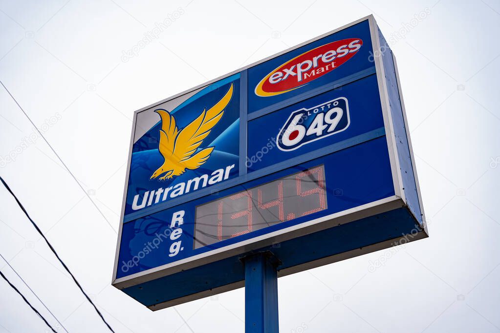 View of Ultramar gas station. Toronto, Canada - April 25, 2025.