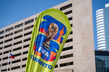 FIFA Dünya Kupası 2026 Toronto Host City logosunun görüntüsü. Toronto, Kanada - 12 Haziran 2025.