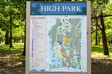 Toronto 'daki High Park' ın detaylı haritası. Toronto, Kanada - 2 Haziran 2025.