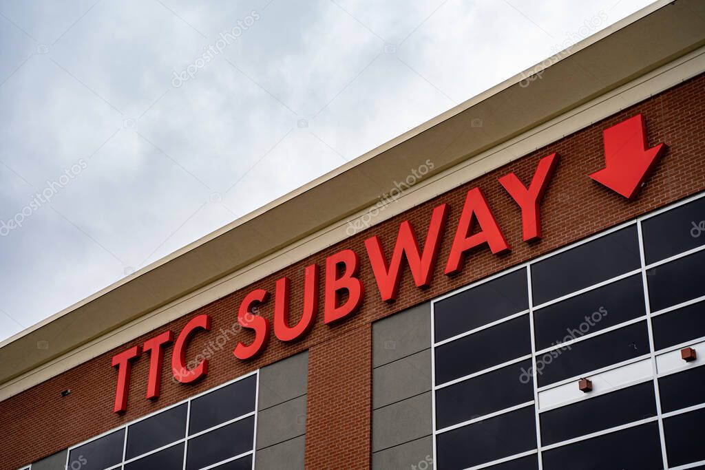 View of Toronto Transit Commission (TTC) Subway Signage in Canada. Vaughan, Canada - May 17, 2025.