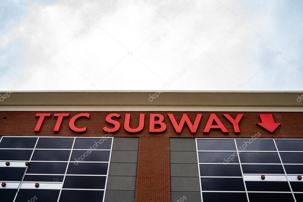 View of Toronto Transit Commission (TTC) Subway Signage in Canada. Vaughan, Canada - May 17, 2025.