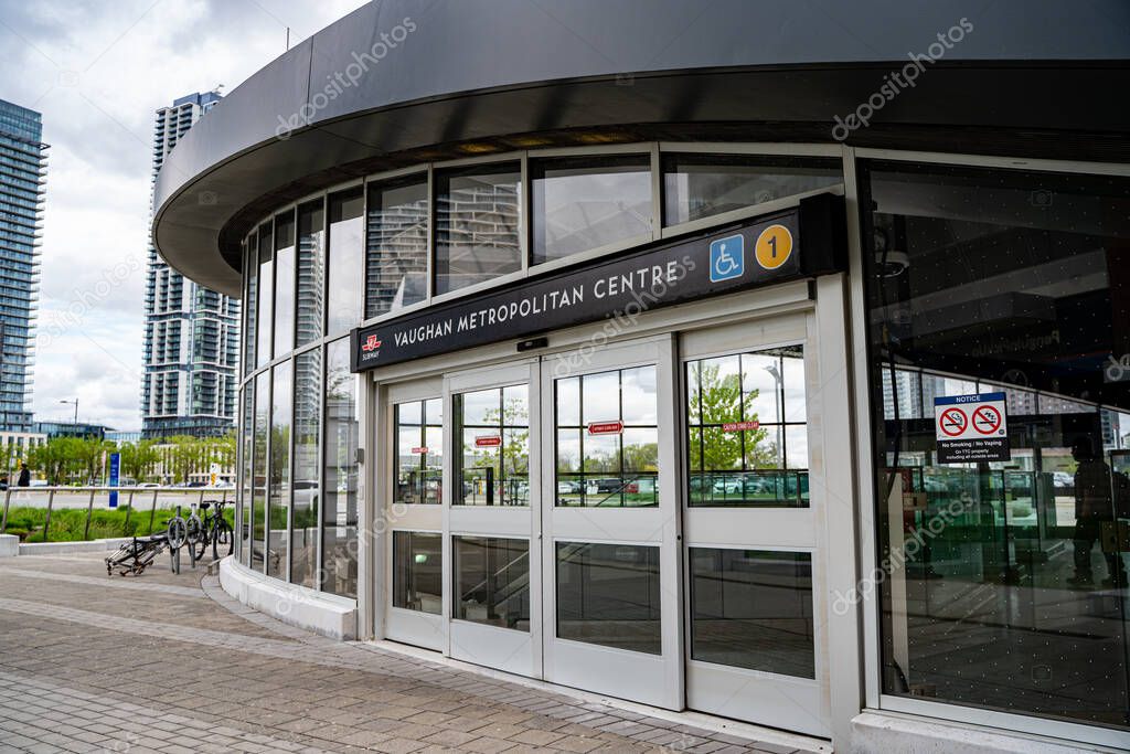Exterior View of Vaughan Metropolitan Centre TTC Metro Station. Vaughan, Canada - May 17, 2025.