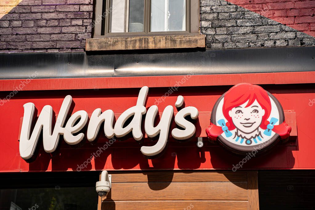 Exterior view of Wendy's restaurant in Toronto. Toronto, Canada - June 15, 2025.