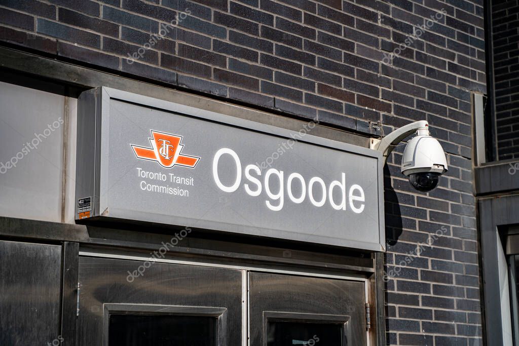 Signage view of Osgoode TTC subway station in Toronto. Toronto, Canada - June 15, 2025.