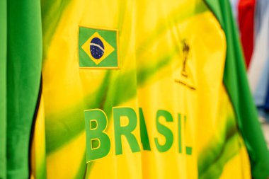 Brezilya FIFA Dünya Kupası 2026 futbol forması askıda. Toronto, Kanada - 3 Ekim 2025.