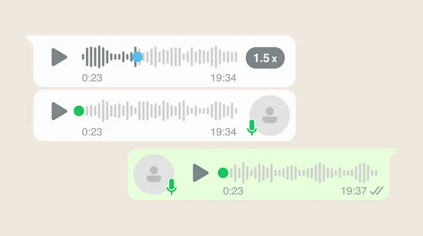 Messaggi Vocali Messenger Chat Kit Luce — Vettoriale Stock