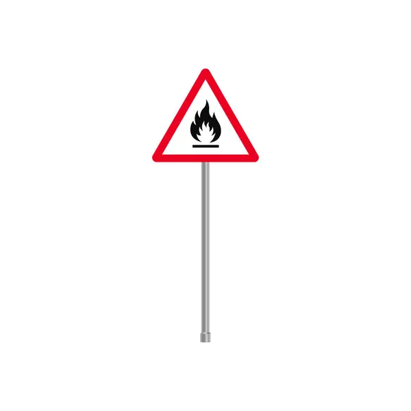 Brandwaarschuwingsdriehoekig Verkeersbord — Stockvector