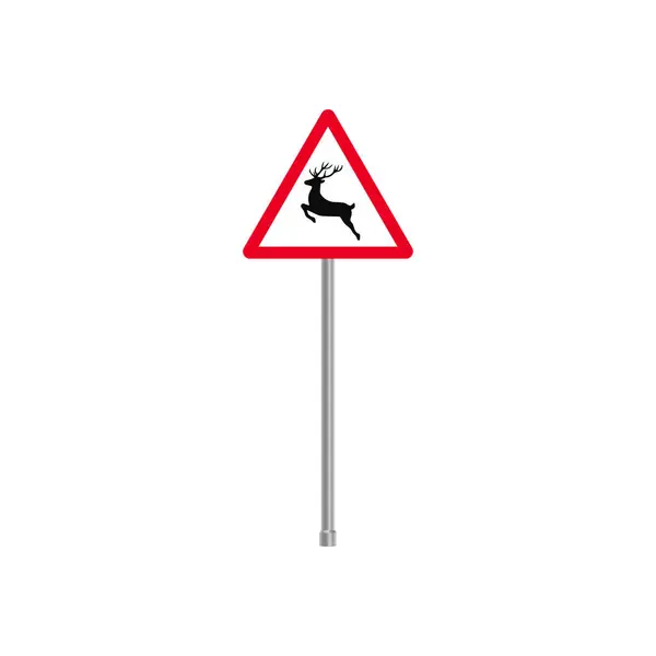 Wild Animals Crossing Traffic Triangle Teken — Stockvector