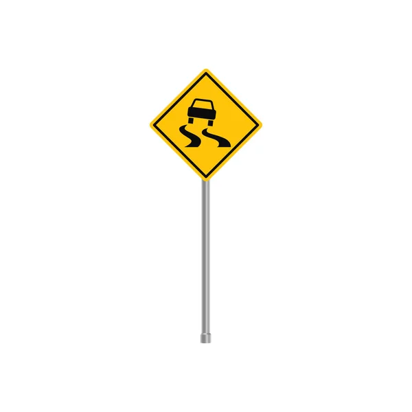Slippery Road Traffic Sign Vector — Vetor de Stock