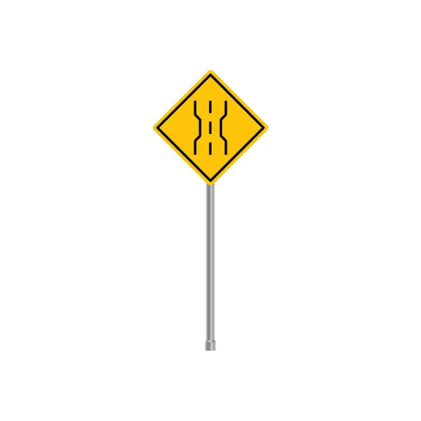 狭い橋またはアンダーパス アヘッド 交通標識 — ストックベクタ