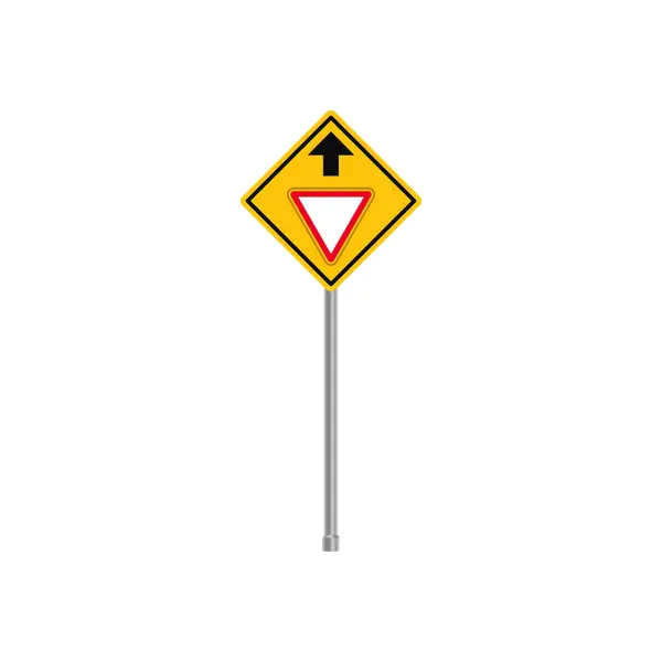 stock vector Give Way Ahead Traffic Sign