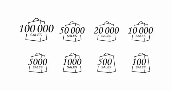 Alışveriş Torbacıları Satış Seviyesi Miktar Başarı Etiketleri Profili Stok Vektör