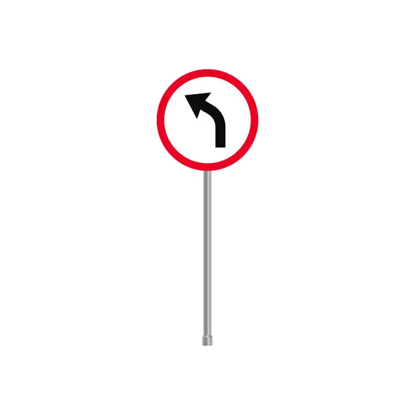 Stock vector Turn Left Ahead Traffic Sign