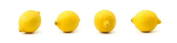 stock image four lemons from different angles view white background