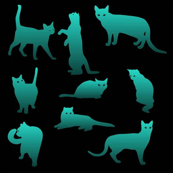 Vector Illustration Cats Silhouette — Stock Vector