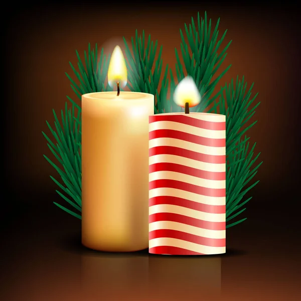 Kerzen Mit Beweglicher Flamme Frohe Weihnachten — Stockvektor
