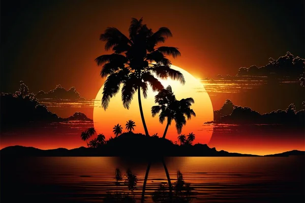 sunset palm tree wallpaper