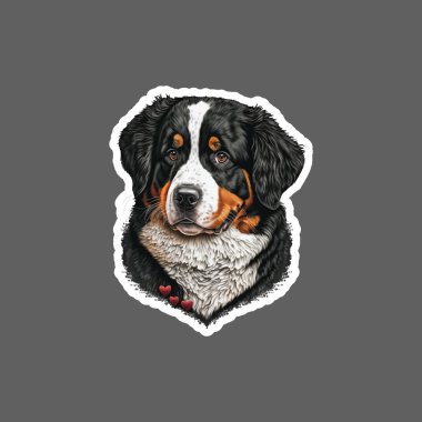 Sticker of bernese mountain dog valentine