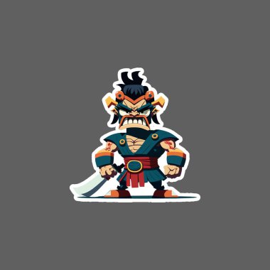 cartoon shogun mascot sticker