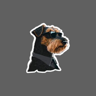 welsh terrier dog in a suit sunglasse sticker