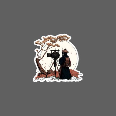 samurai person operating camera sticker