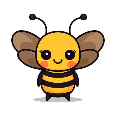 Basit bir kawaii arısı beyaz arka plana tırmanıyor