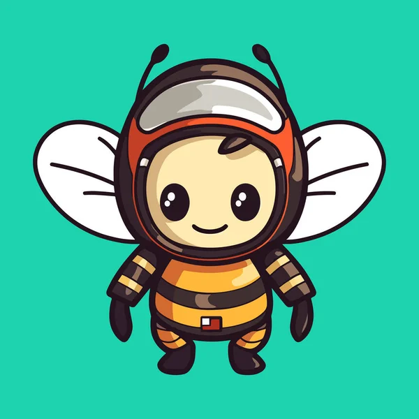 Egy Élénk Aranyos Méhecske Logó Űrhajóssal — Stock Vector